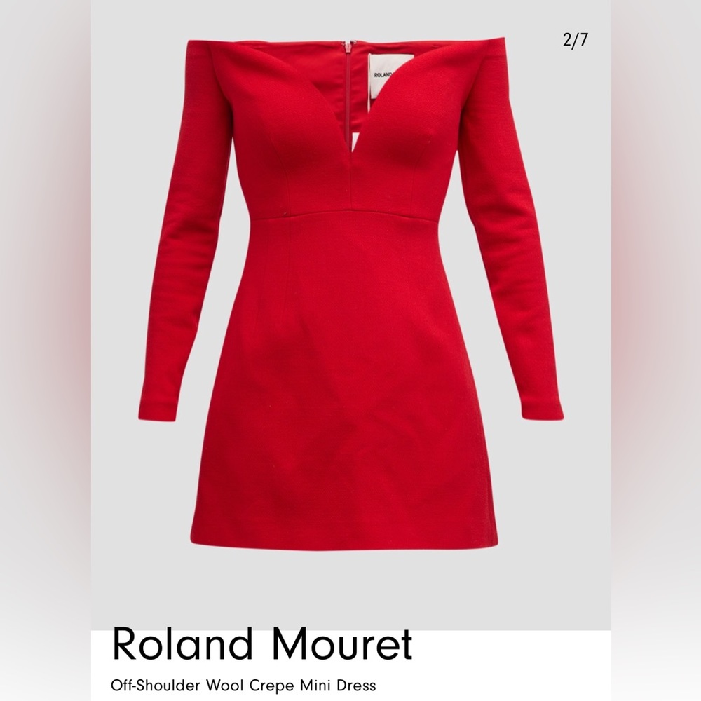 Roland Mouret
Off-Shoulder Wool Crepe Mini Dress